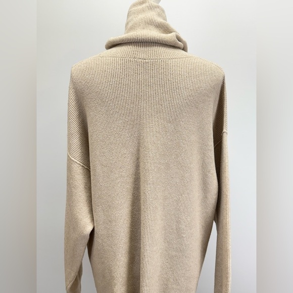 FREE PEOPLE Beige ribbed oversized turtleneck Sweater size M - Picture 3 of 12
